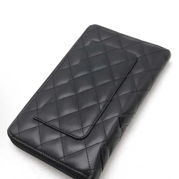 Authentic Chanel Black Calfskin Cambon Long Zip Wallet w Authenticity card - Picture 2 of 11